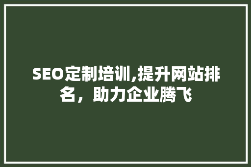 SEO定制培训,提升网站排名，助力企业腾飞