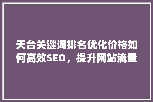 天台关键词排名优化价格如何高效SEO，提升网站流量_天台关键词排名优化价格