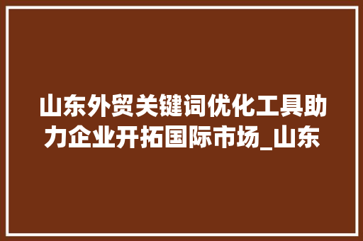 山东外贸关键词优化工具助力企业开拓国际市场_山东外贸关键词优化工具  第1张