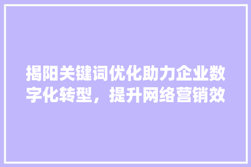 揭阳关键词优化助力企业数字化转型，提升网络营销效果_揭阳关键词优化去找哪家