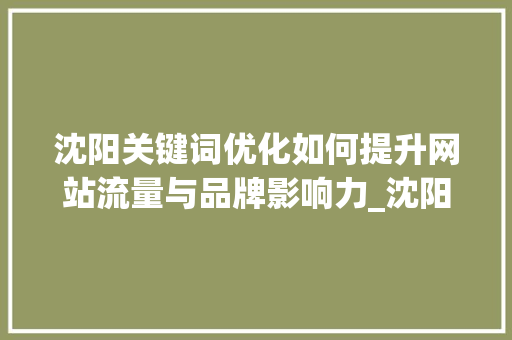 沈阳关键词优化如何提升网站流量与品牌影响力_沈阳关键词优化找谁好