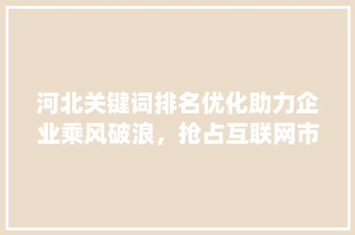 河北关键词排名优化助力企业乘风破浪，抢占互联网市场制高点_河北关键词排名优化公司