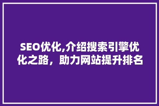 SEO优化,介绍搜索引擎优化之路，助力网站提升排名