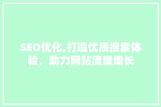 SEO优化,打造优质搜索体验，助力网站流量增长