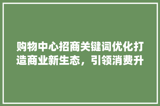购物中心招商关键词优化打造商业新生态，引领消费升级_购物中心招商关键词优化