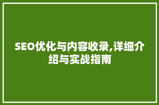 SEO优化与内容收录,详细介绍与实战指南