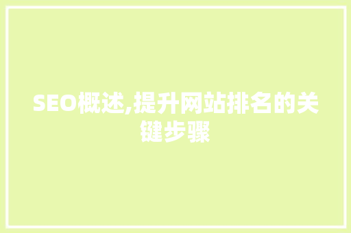 SEO概述,提升网站排名的关键步骤