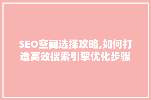 SEO空间选择攻略,如何打造高效搜索引擎优化步骤