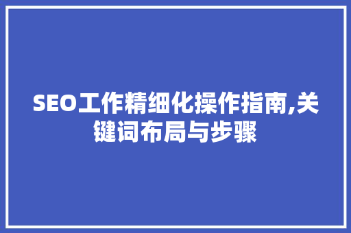 SEO工作精细化操作指南,关键词布局与步骤
