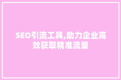 SEO引流工具,助力企业高效获取精准流量