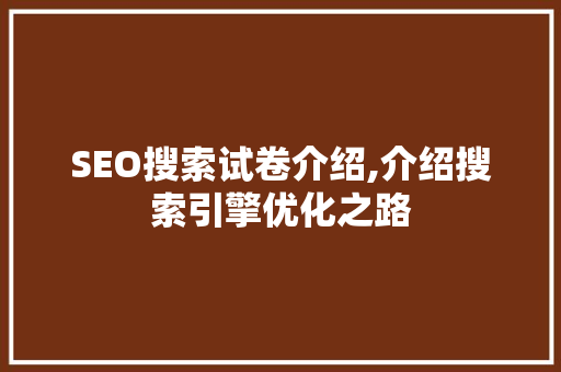 SEO搜索试卷介绍,介绍搜索引擎优化之路