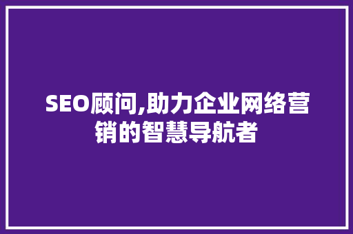 SEO顾问,助力企业网络营销的智慧导航者