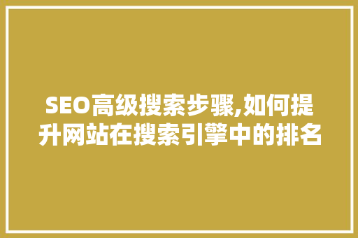 SEO高级搜索步骤,如何提升网站在搜索引擎中的排名