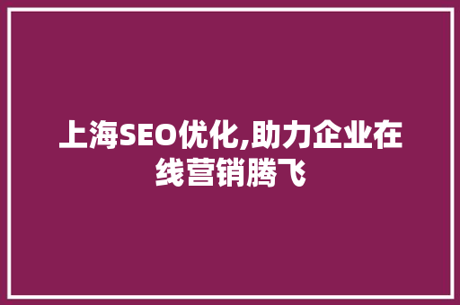 上海SEO优化,助力企业在线营销腾飞