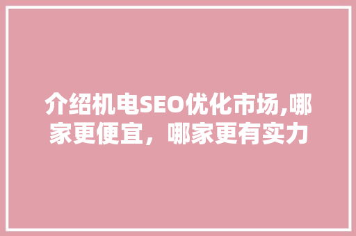介绍机电SEO优化市场,哪家更便宜，哪家更有实力