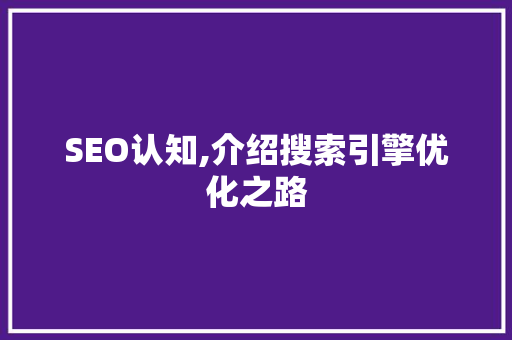 SEO认知,介绍搜索引擎优化之路