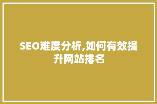 SEO难度分析,如何有效提升网站排名