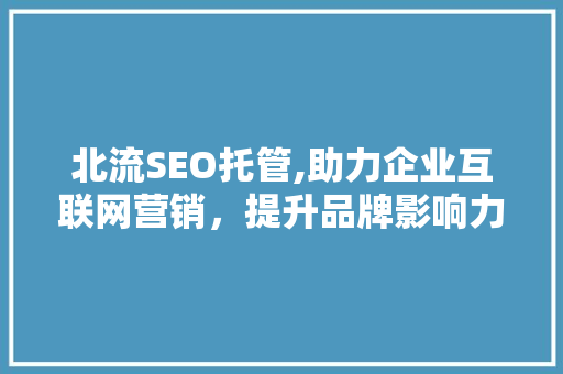 北流SEO托管,助力企业互联网营销，提升品牌影响力