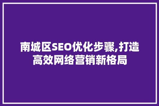 南城区SEO优化步骤,打造高效网络营销新格局
