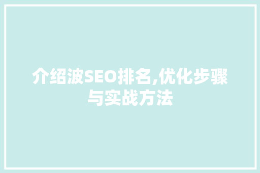 介绍波SEO排名,优化步骤与实战方法