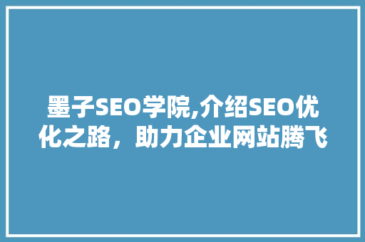 墨子SEO学院,介绍SEO优化之路，助力企业网站腾飞