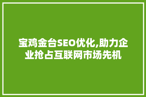 宝鸡金台SEO优化,助力企业抢占互联网市场先机