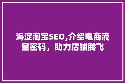 海淀淘宝SEO,介绍电商流量密码，助力店铺腾飞