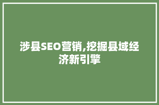 涉县SEO营销,挖掘县域经济新引擎