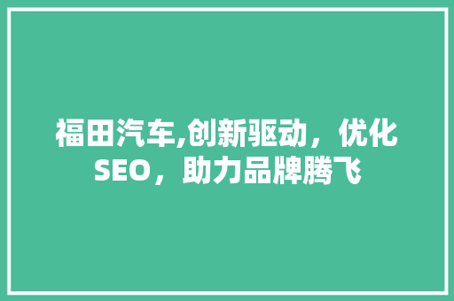 福田汽车,创新驱动，优化SEO，助力品牌腾飞
