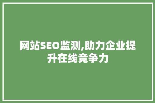 网站SEO监测,助力企业提升在线竞争力