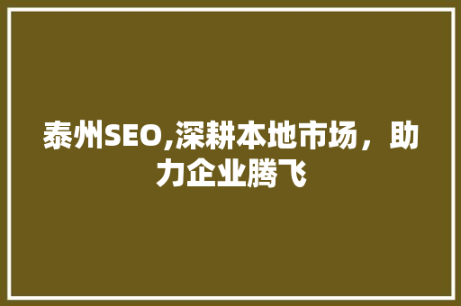 泰州SEO,深耕本地市场，助力企业腾飞