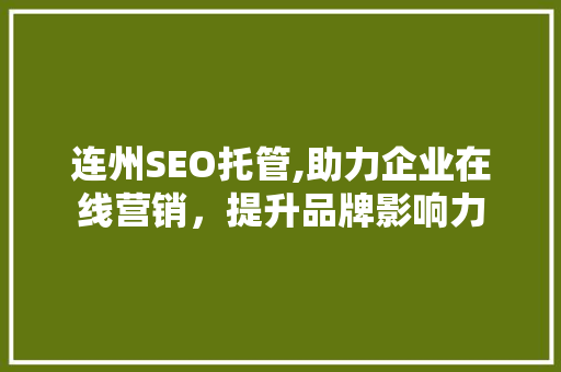 连州SEO托管,助力企业在线营销，提升品牌影响力