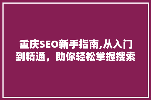 重庆SEO新手指南,从入门到精通，助你轻松掌握搜索引擎优化