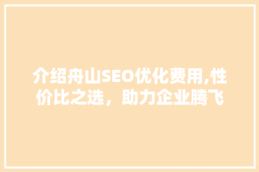 介绍舟山SEO优化费用,性价比之选，助力企业腾飞