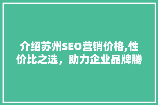 介绍苏州SEO营销价格,性价比之选，助力企业品牌腾飞