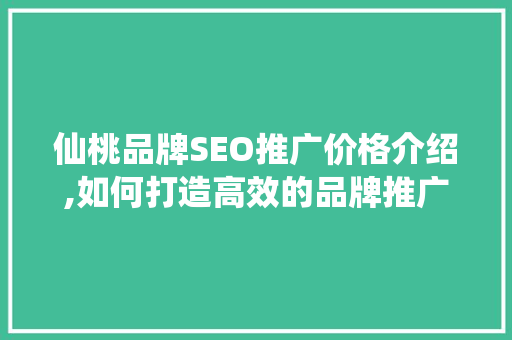 仙桃品牌SEO推广价格介绍,如何打造高效的品牌推广步骤