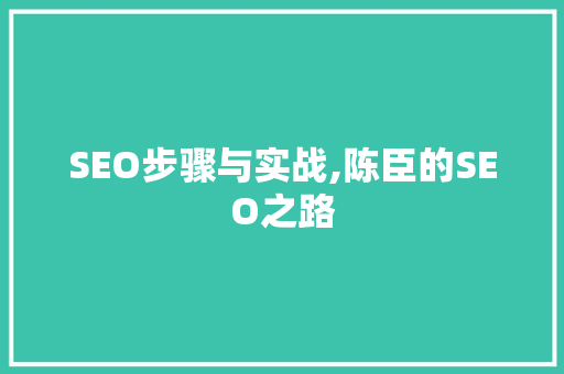 SEO步骤与实战,陈臣的SEO之路