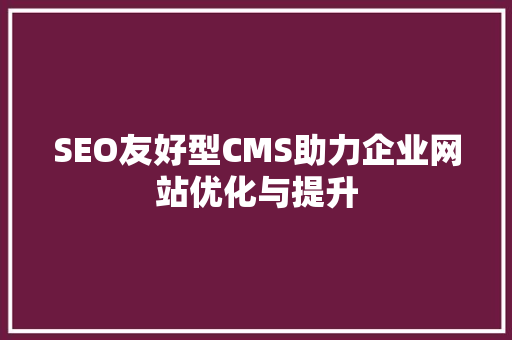 SEO友好型CMS助力企业网站优化与提升