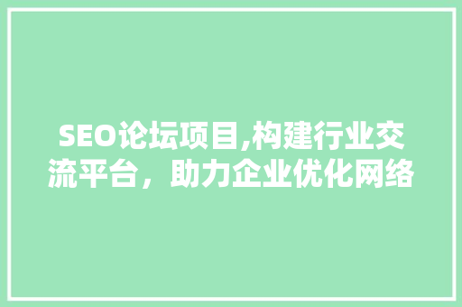 SEO论坛项目,构建行业交流平台，助力企业优化网络营销