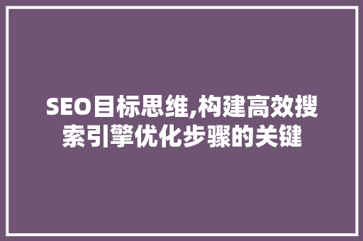 SEO目标思维,构建高效搜索引擎优化步骤的关键