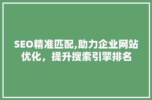 SEO精准匹配,助力企业网站优化，提升搜索引擎排名