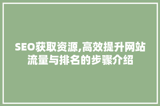 SEO获取资源,高效提升网站流量与排名的步骤介绍