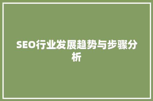SEO行业发展趋势与步骤分析