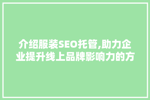介绍服装SEO托管,助力企业提升线上品牌影响力的方法