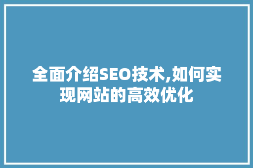 全面介绍SEO技术,如何实现网站的高效优化