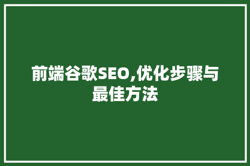 前端谷歌SEO,优化步骤与最佳方法  第1张