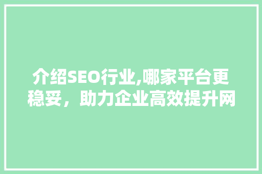 介绍SEO行业,哪家平台更稳妥，助力企业高效提升网站排名