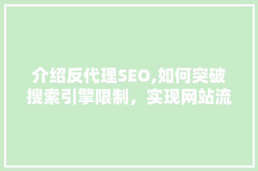 介绍反代理SEO,如何突破搜索引擎限制，实现网站流量倍增
