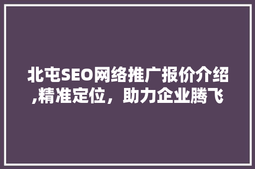 北屯SEO网络推广报价介绍,精准定位，助力企业腾飞