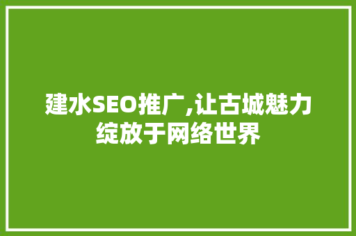 建水SEO推广,让古城魅力绽放于网络世界